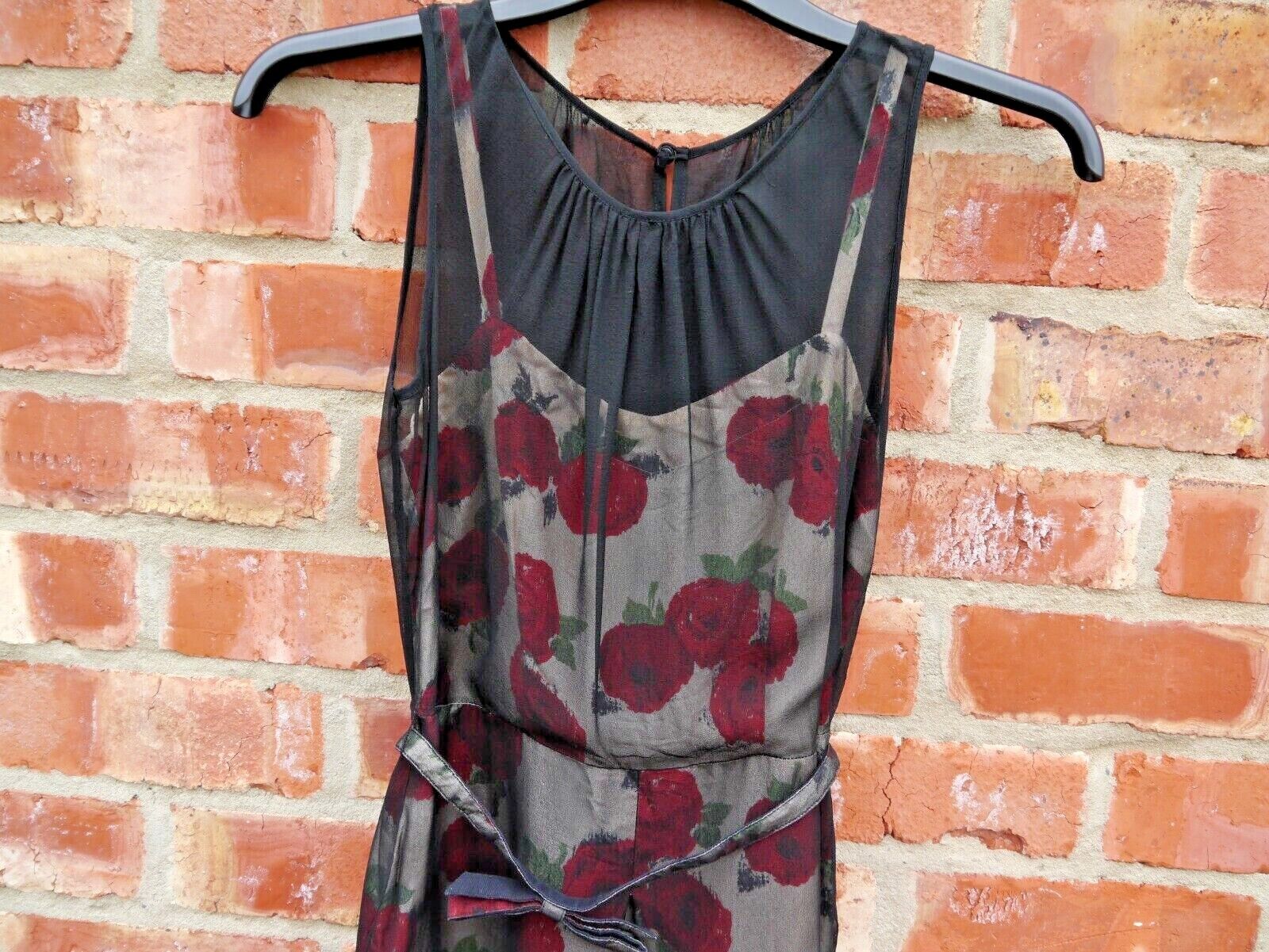 Coast black silk dress with beautiful floral slip… - image 2