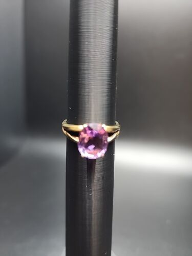 Amethyst Technibond Ring  Gold plated Sterling Si… - image 1