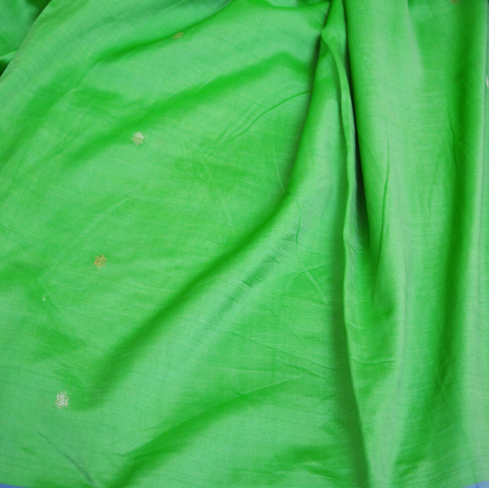 Vintage Heavy Saree Blue & Green Pure Silk Hand W… - image 8