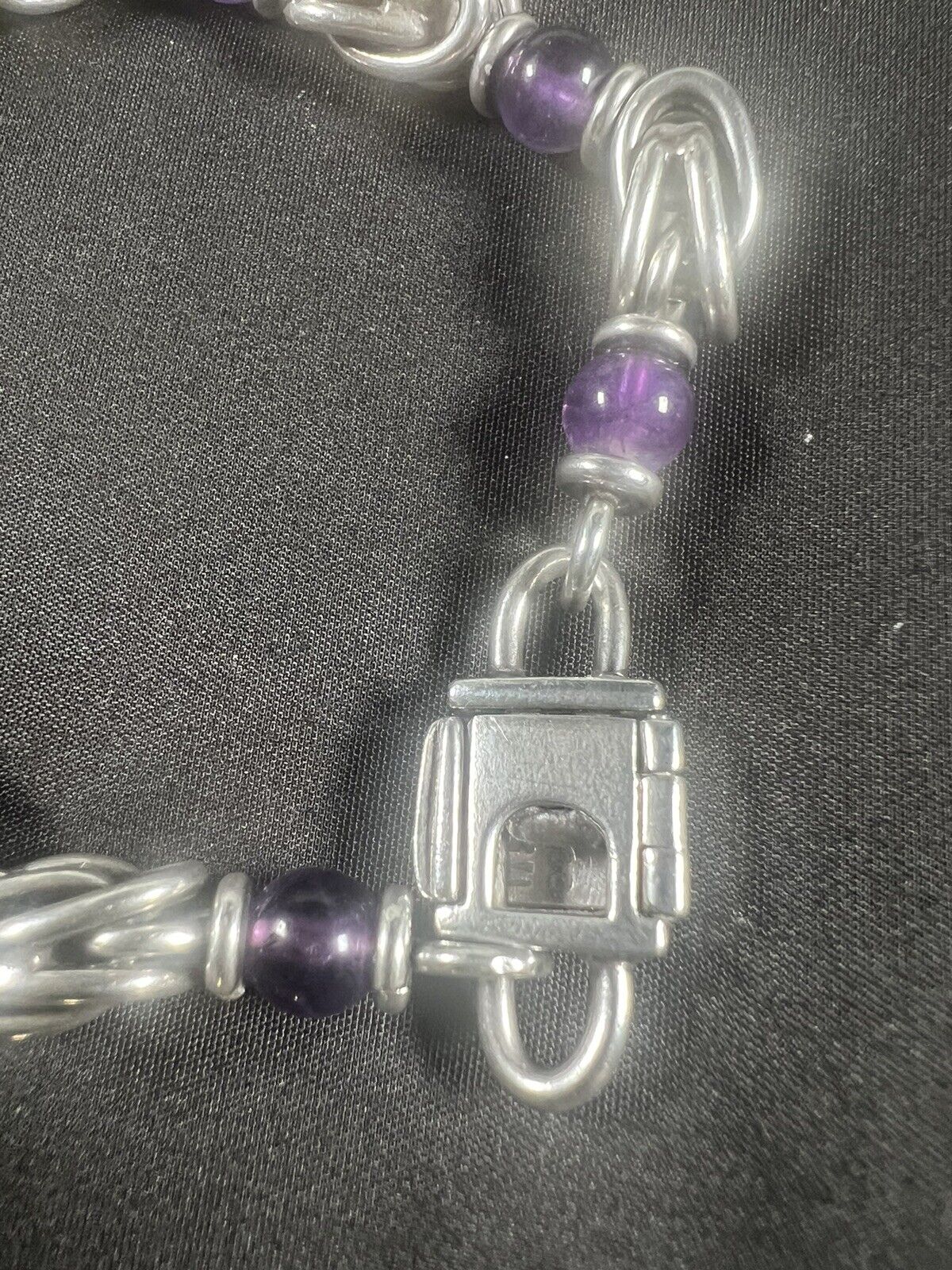 VTG 950 Sterling Silver Amethyst Byzantine Chain … - image 5