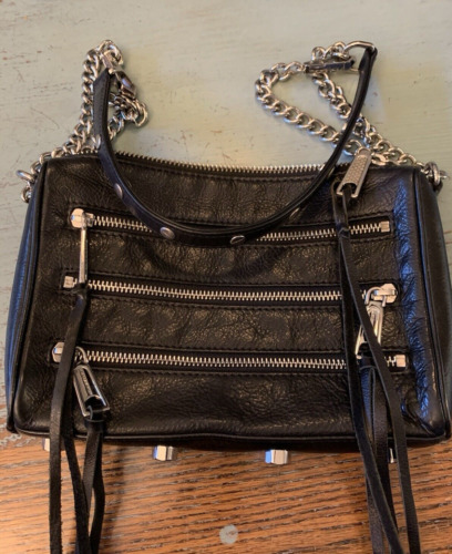 Rebecca Minkoff Mini 5 zip black leather bag