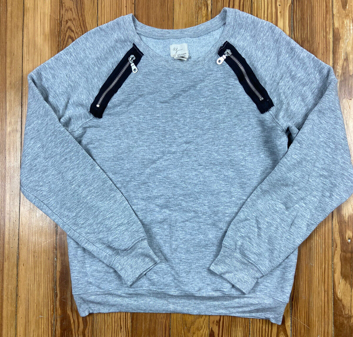 aj andrea jovine gray sweater shoulder zippers wo… - image 1