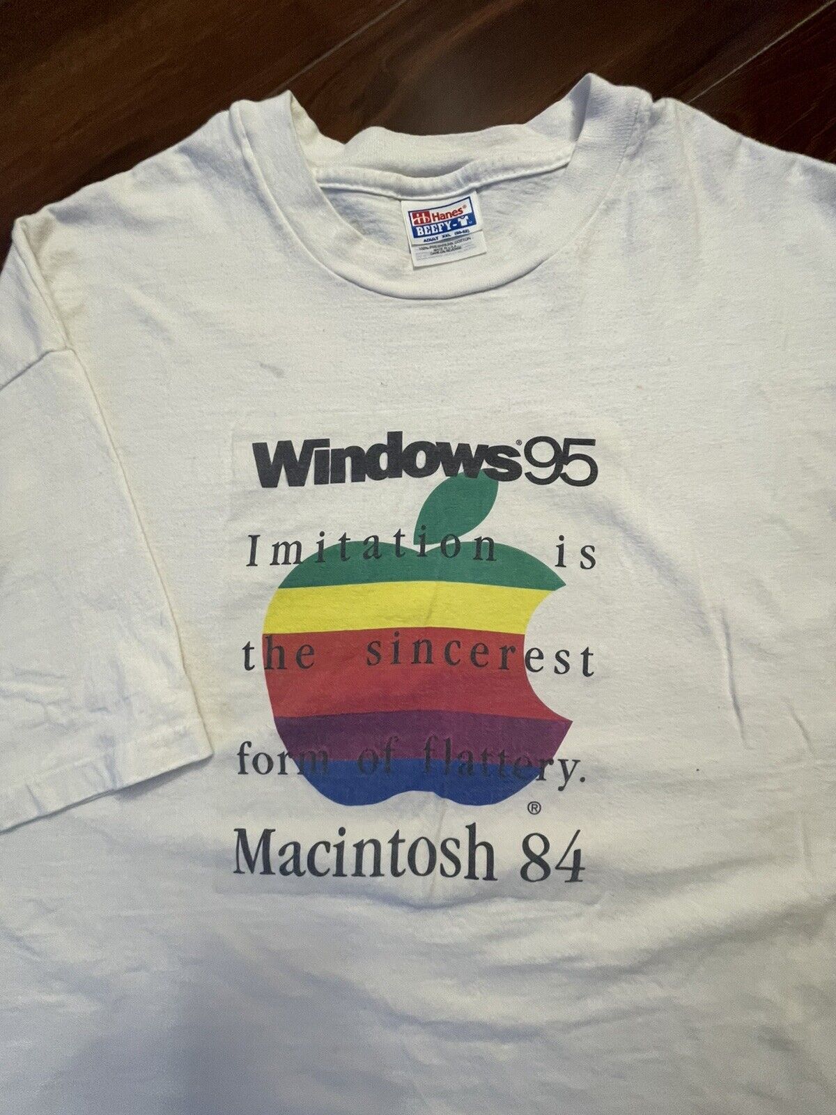 VTG 90s Apple Macintosh Mac 84 Windows 95 SS T-Sh… - image 6