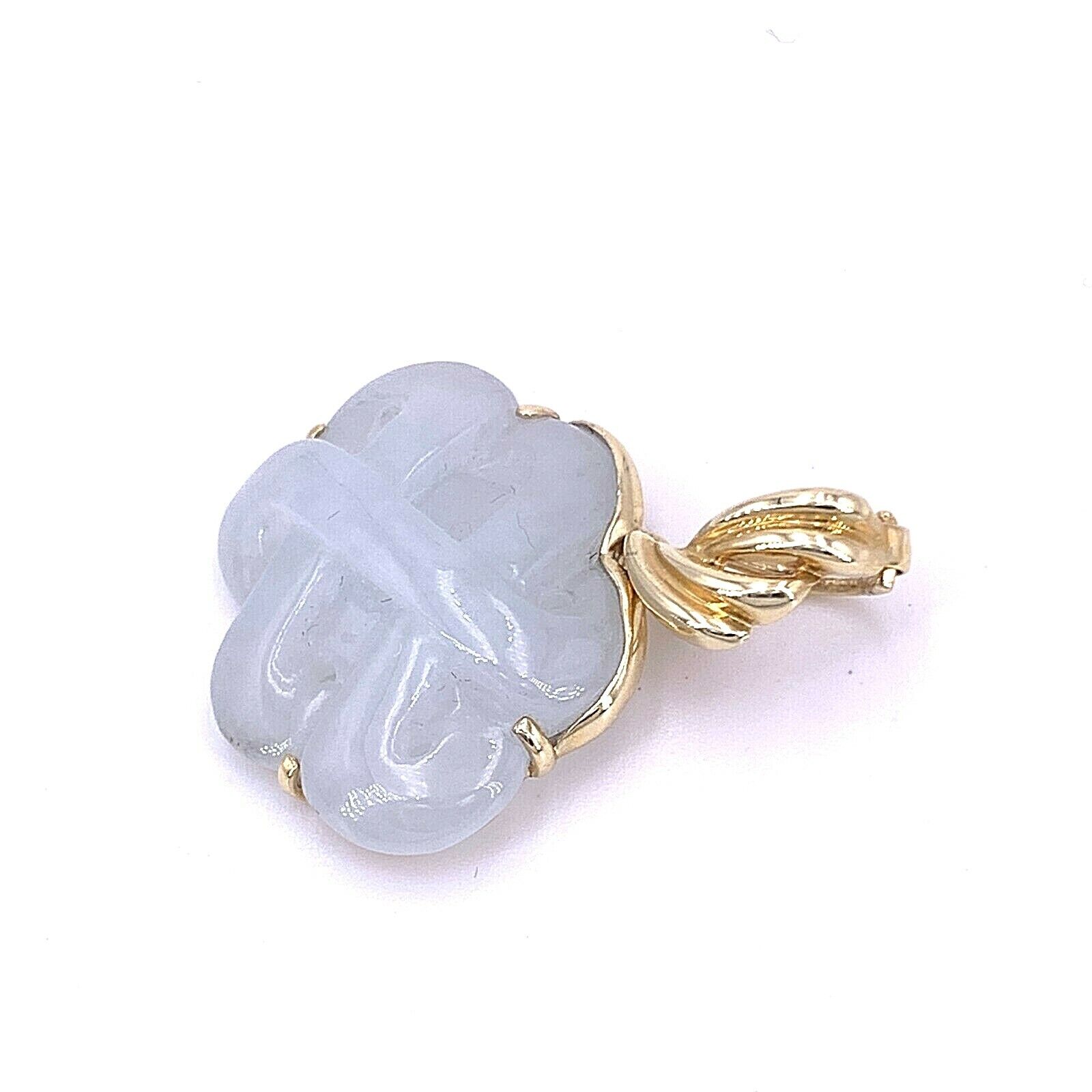 Carved Jadeite 14K Yellow Gold Pendant - image 3