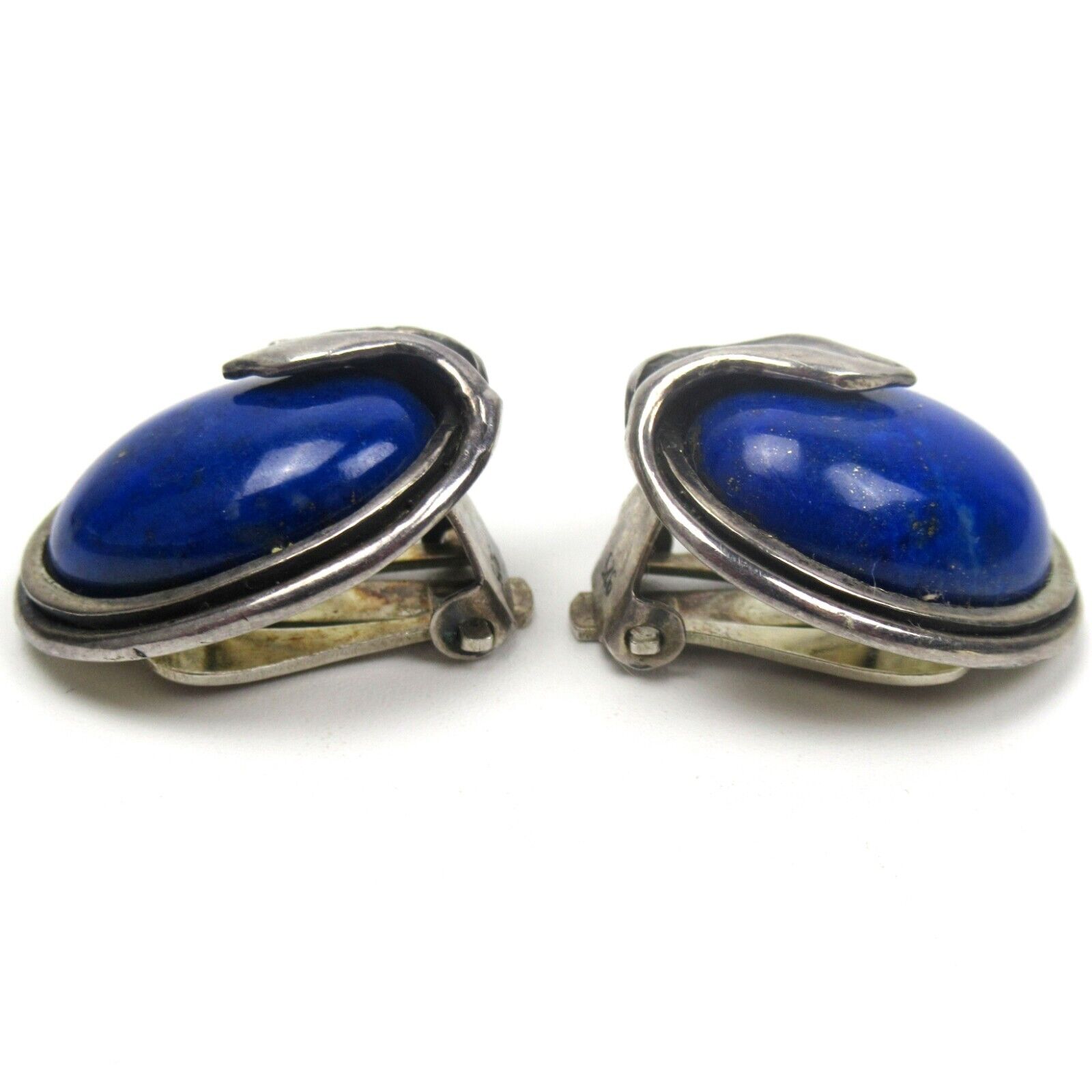 Indian Ear Clips 925 Sterling Silver Lapis Lazuli… - image 3