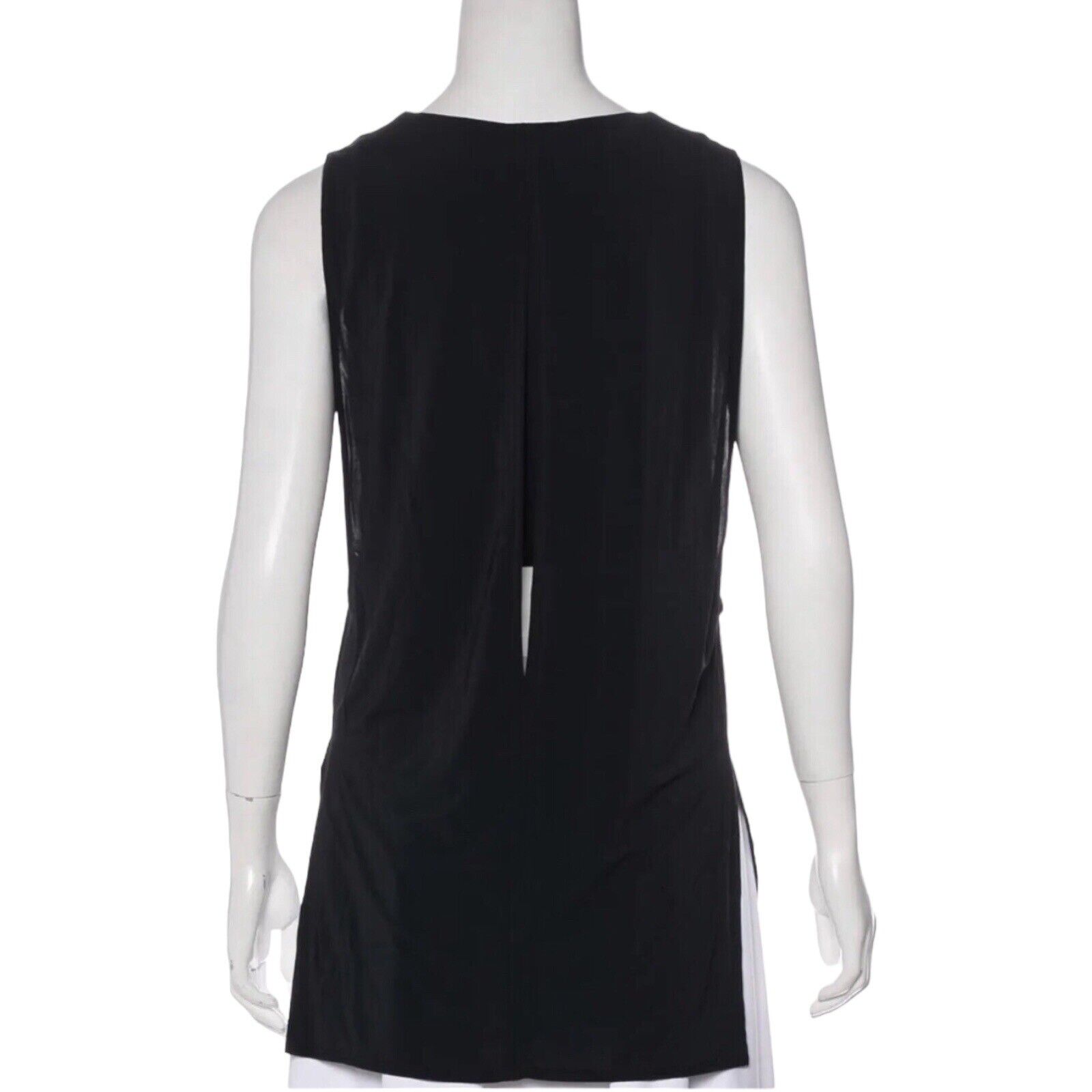 Helmut Lang Jersey Hi-Low Tunic Tank Top Black Sl… - image 10