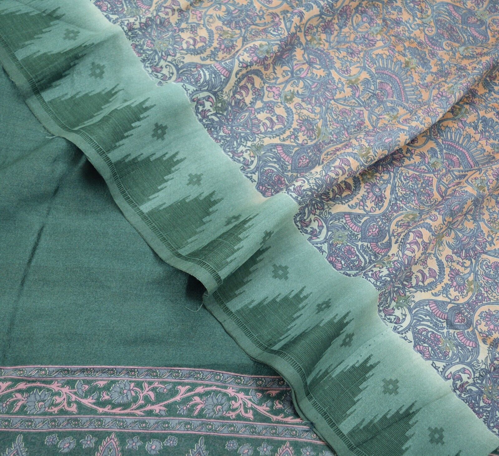 Indian Vintage Sari Peach & Gray Saree Pure Silk … - image 14