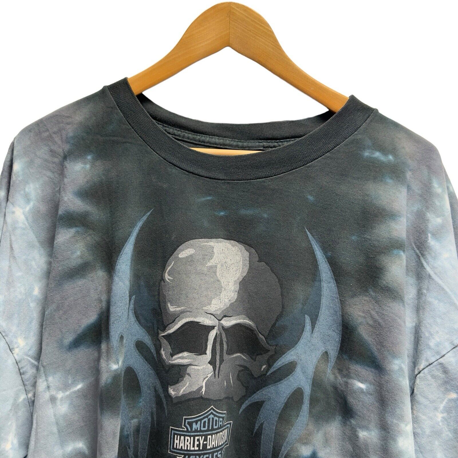 Harley Davidson Vtg Mens 2XL Tie-Dye Skull Shirt … - image 4