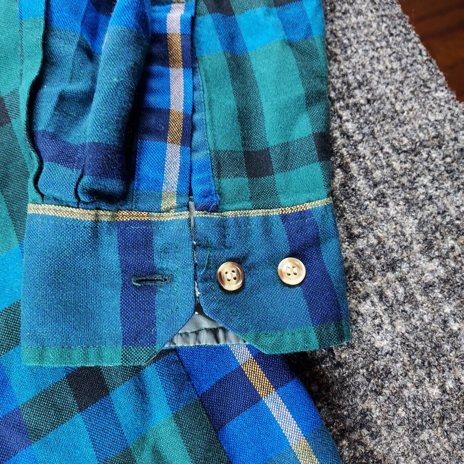 Vintage Saugatuck Dry Goods Mens Blue Green Plaid… - image 2