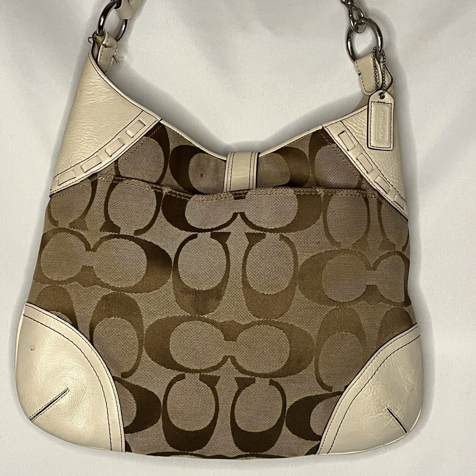 Coach Hobo Purse Satchel Signature Brown Beige Ca… - image 8