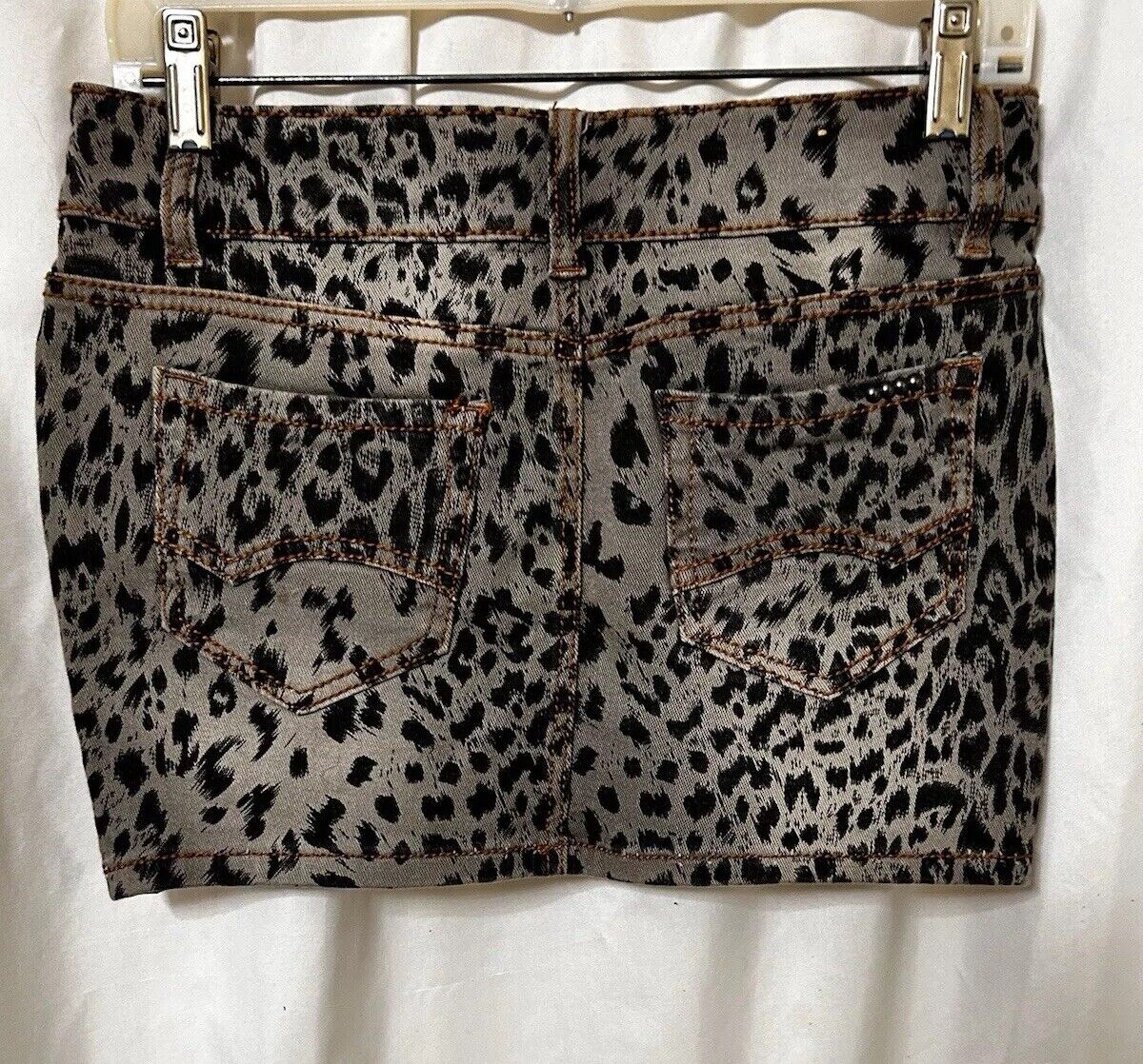 Vintage Rue 21 Denim Cheetah Leopard  Mini Skirt … - image 2