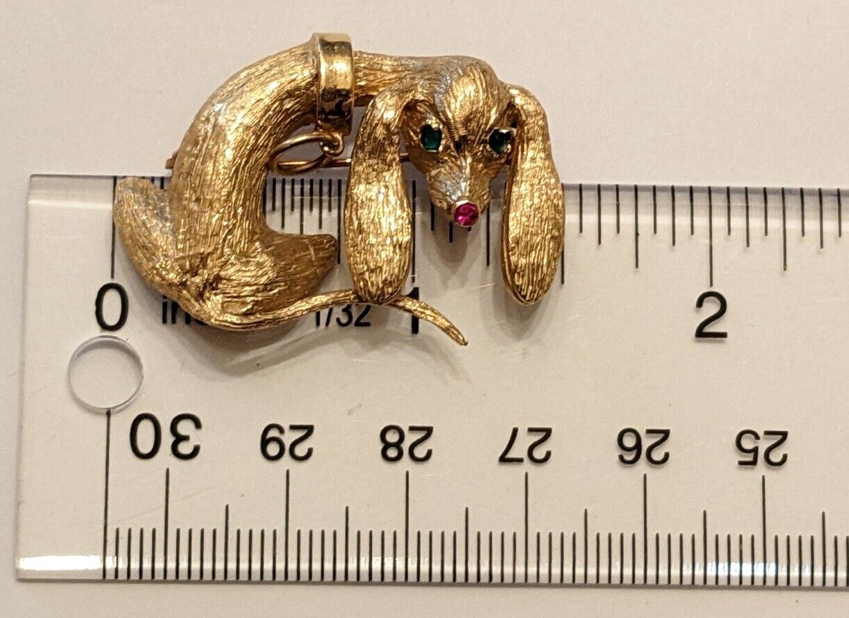 Dachshund 14kt Yellow Gold Brooch - image 7