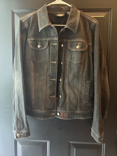 Harley Davidson Large Motorcycle Denim Jean Jacke… - image 1