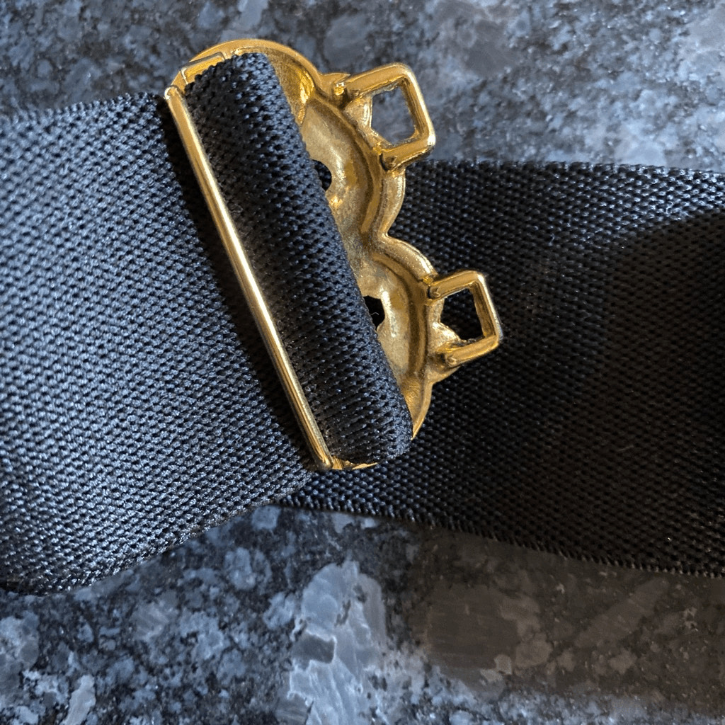 1980’s Glam Stretch Belt Gold Filagree Buckle - image 5