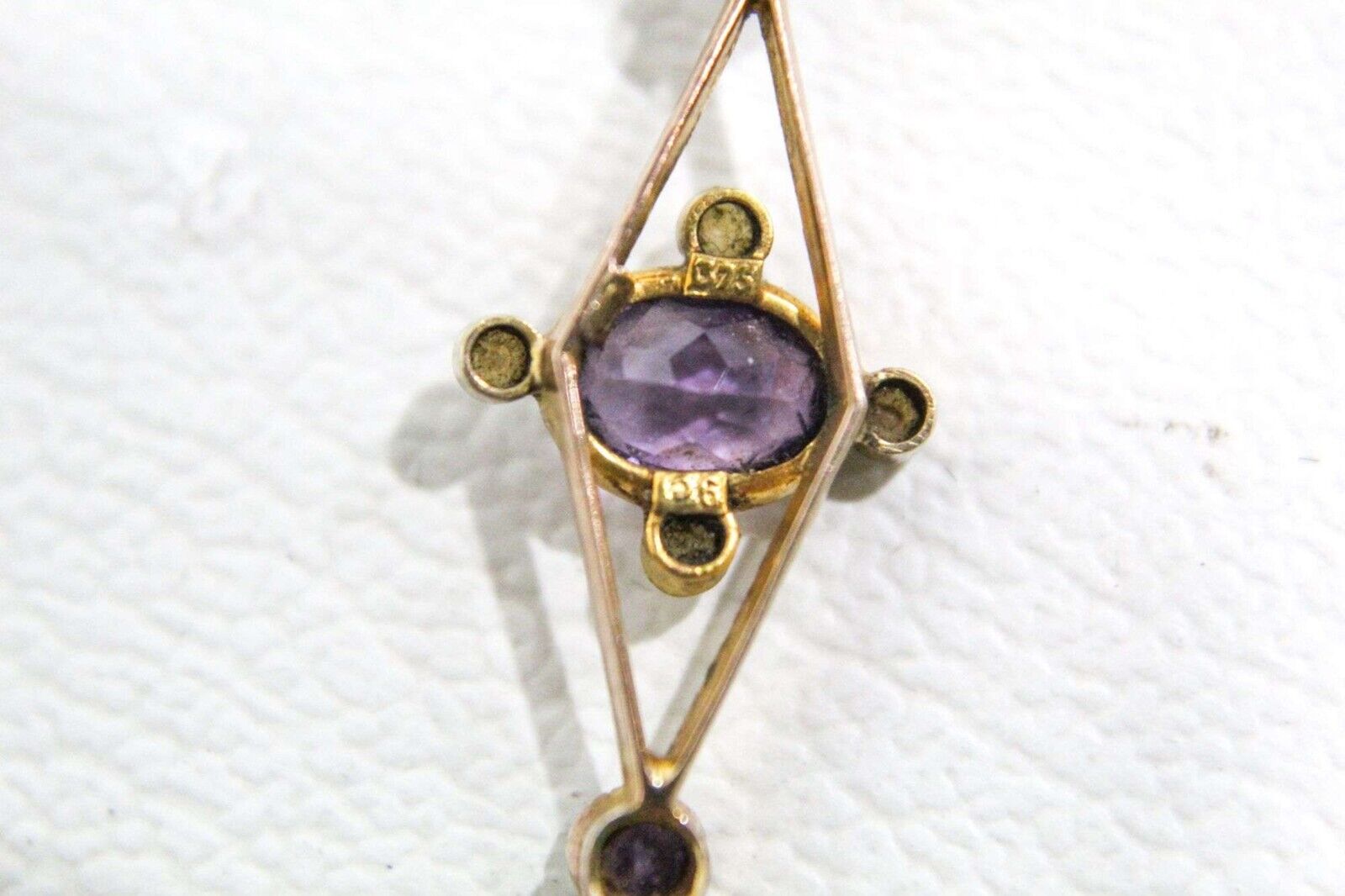 Antique Pin 9K Rose Gold Amethyst Seed Pearls - image 6