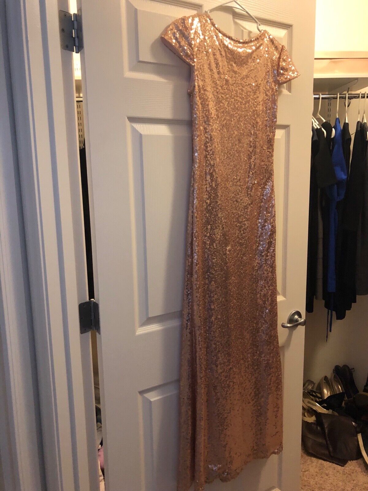 rose gold sequin bridesmaid dress size 4 - image 1