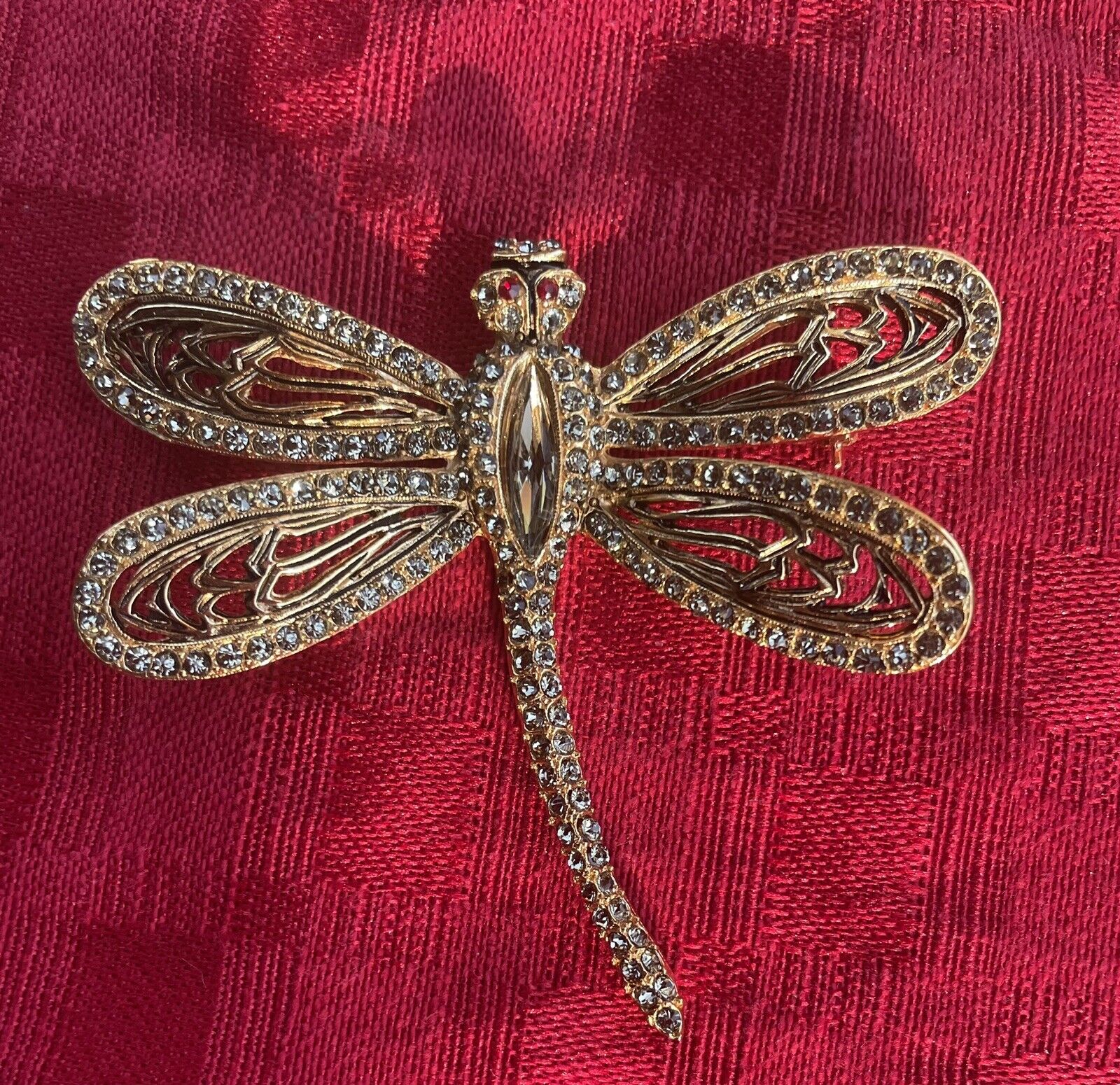 Vintage Unsigned Vogue Filigree Dragonfly Brooch … - image 1