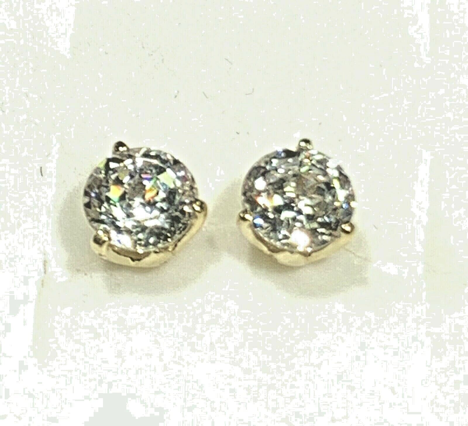 14k Yellow Gold Cubic Zirconia Post Earrings - image 2