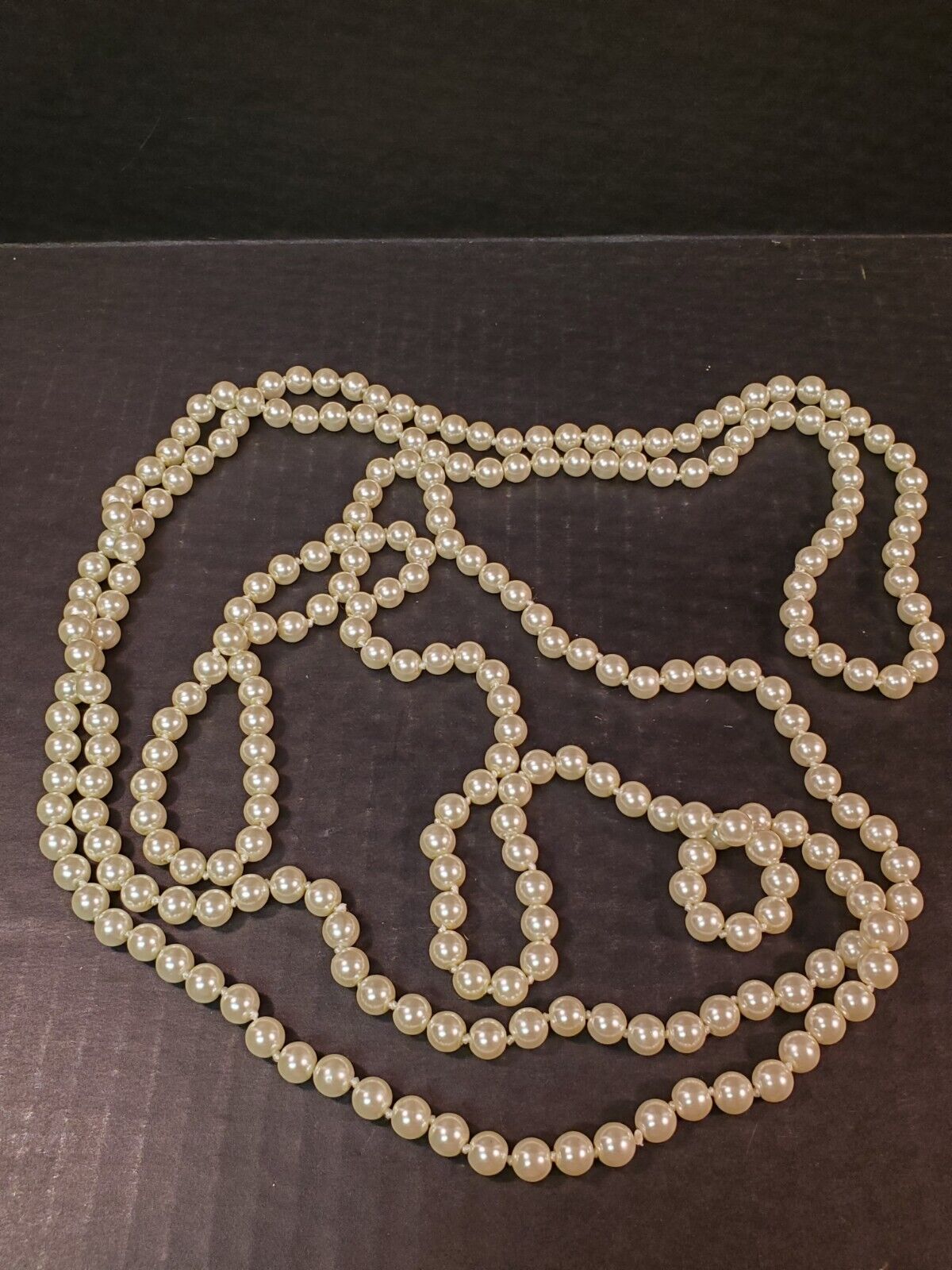 50 inch Faux Pearl Flapper Style Necklace VTG - image 4