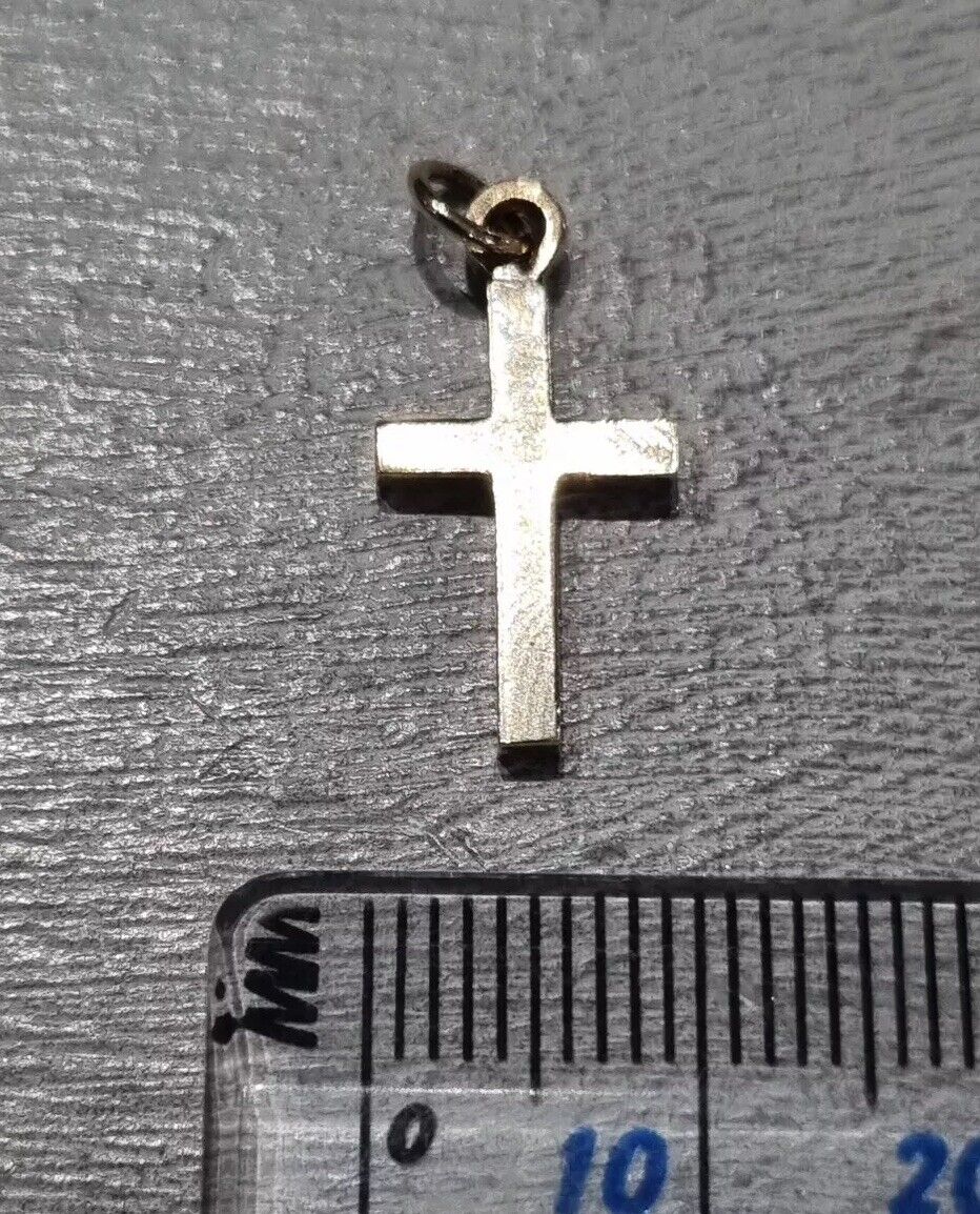 9ct Yellow Gold Small Cross Pendant Charm - image 5