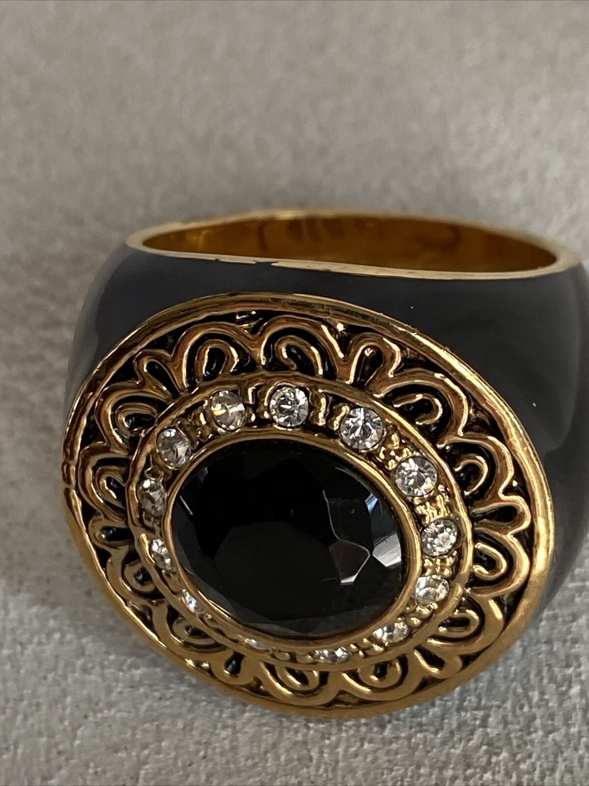 Lia Sophia Kiam Family Jenny Ring Size 9 Black En… - image 3