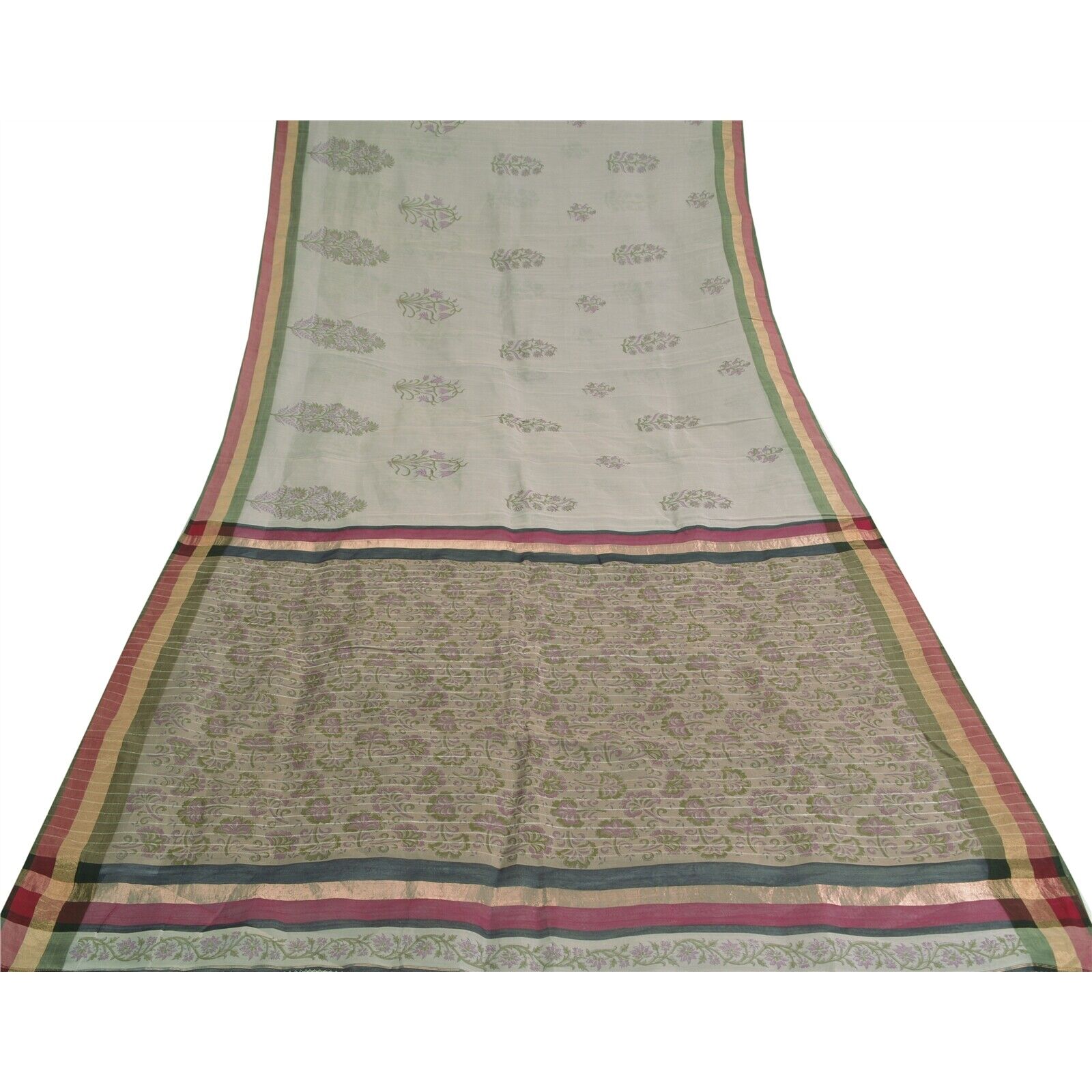 Sanskriti Vintage Purple Sarees Cotton Silk Block… - image 5