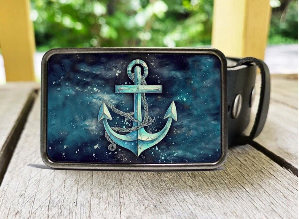 Colorful Nautical Anchor Belt Buckle - image 1