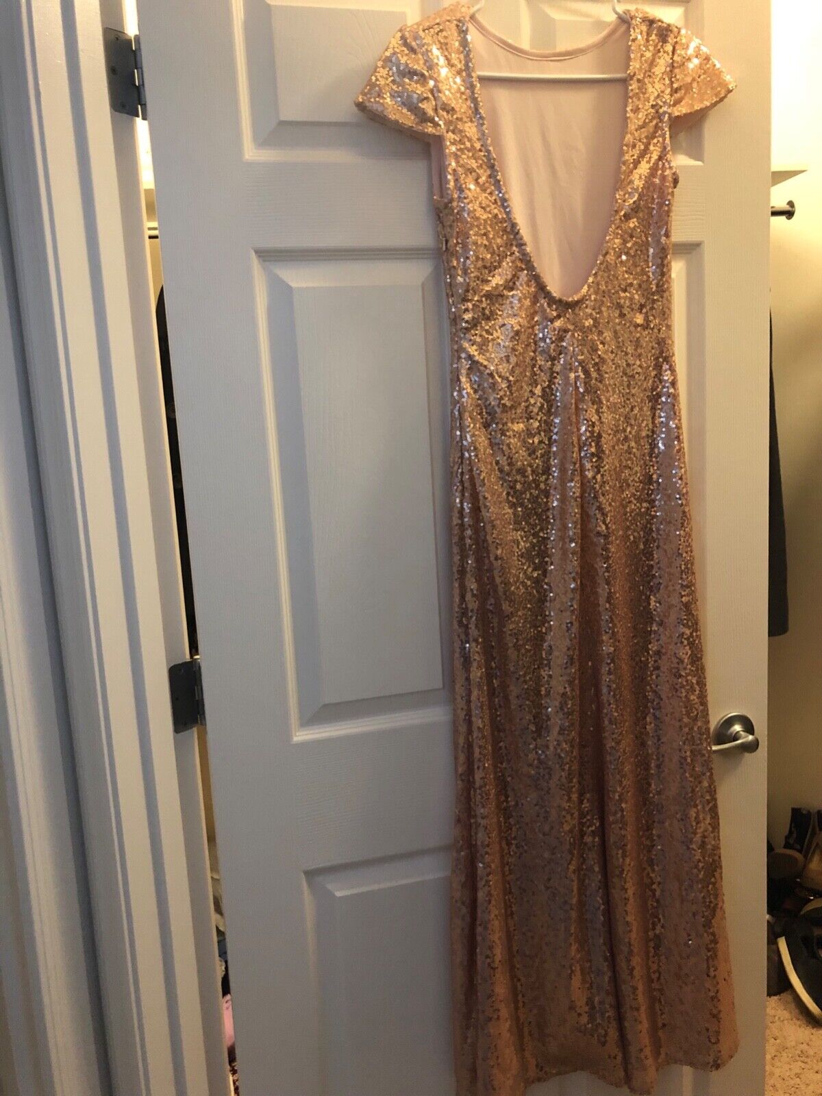 rose gold sequin bridesmaid dress size 4 - image 3