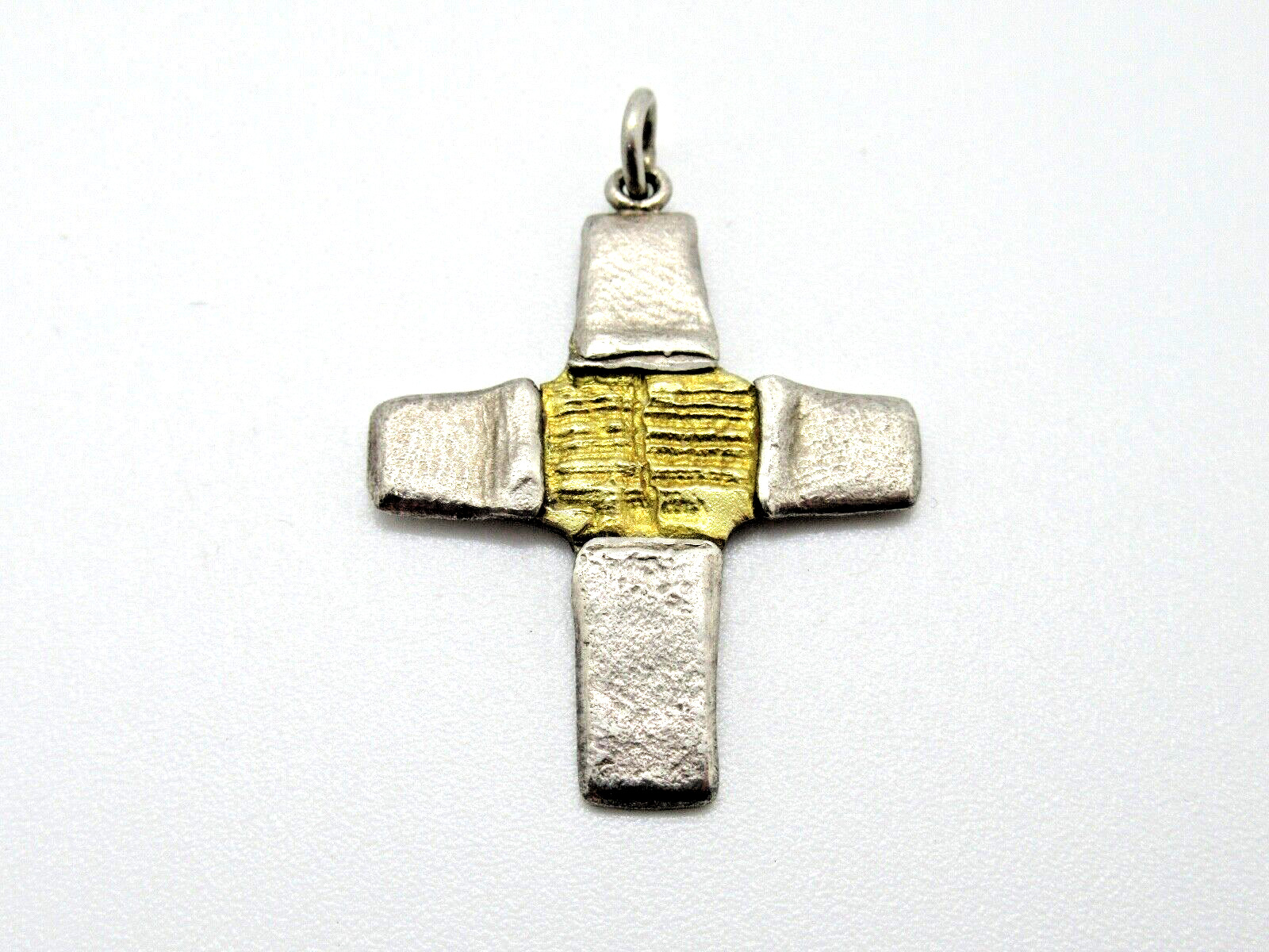 BRUTALIST Designer Cross Pendant 925 Silver Bicol… - image 2