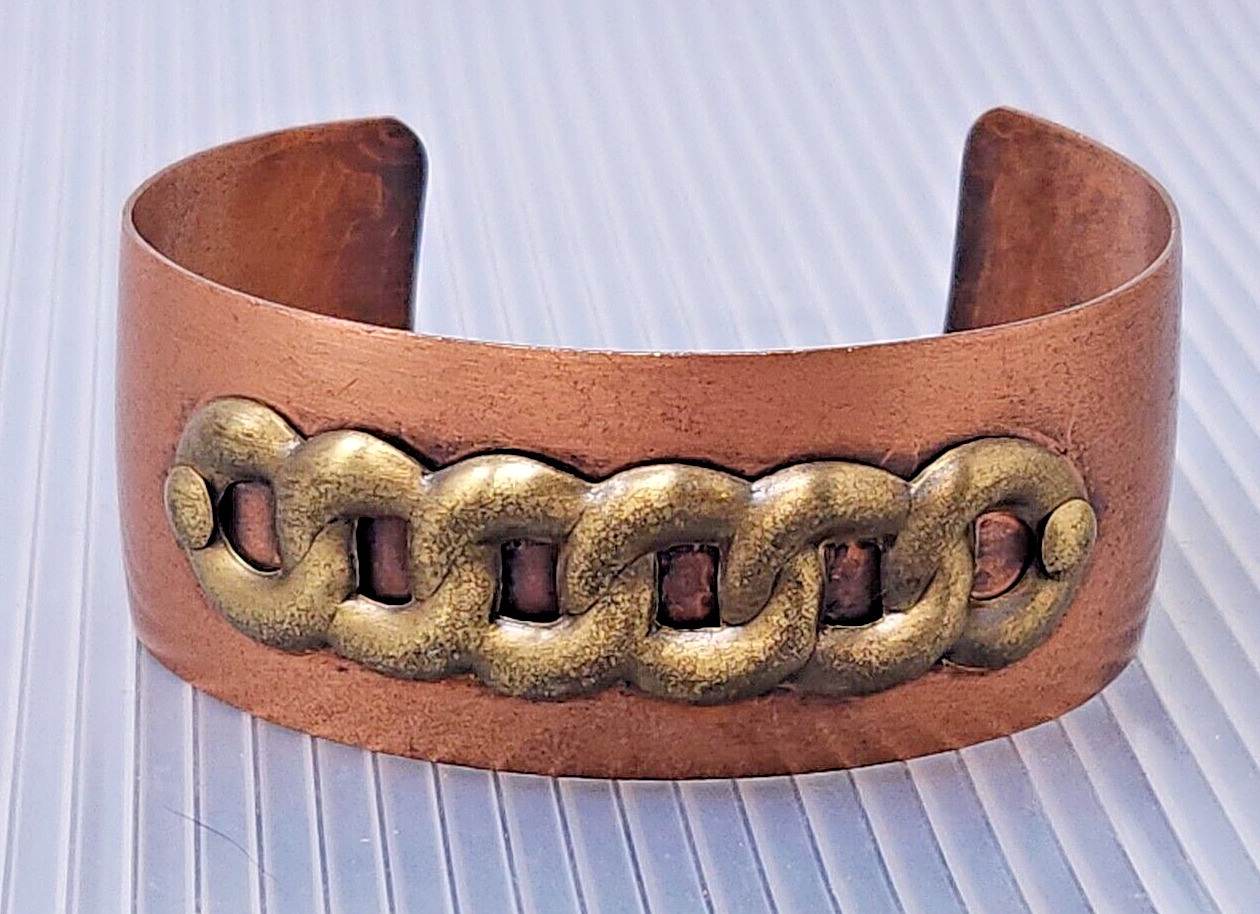 Vintage Western Wide Solid Copper Cuff Bracelet - image 1