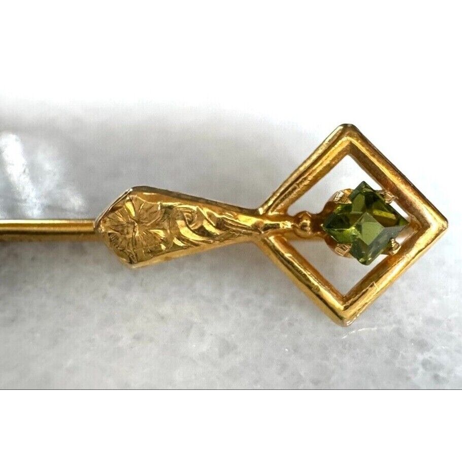 14K YELLOW GOLD  AND PERIDOT STICK PIN SKY - image 5