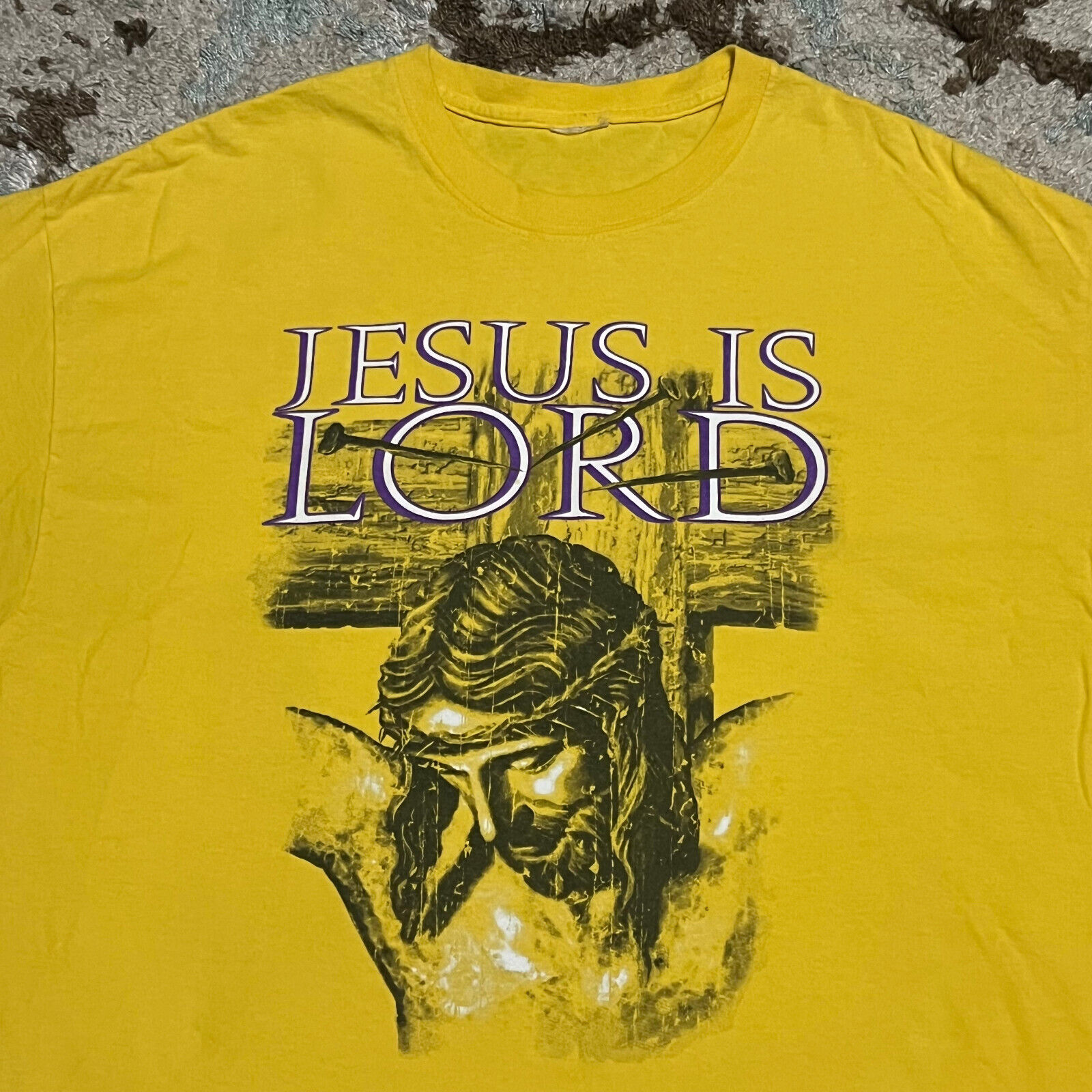 Vintage Jesus Is Lord Big Face Jesus Christ Shirt L/X… - Gem