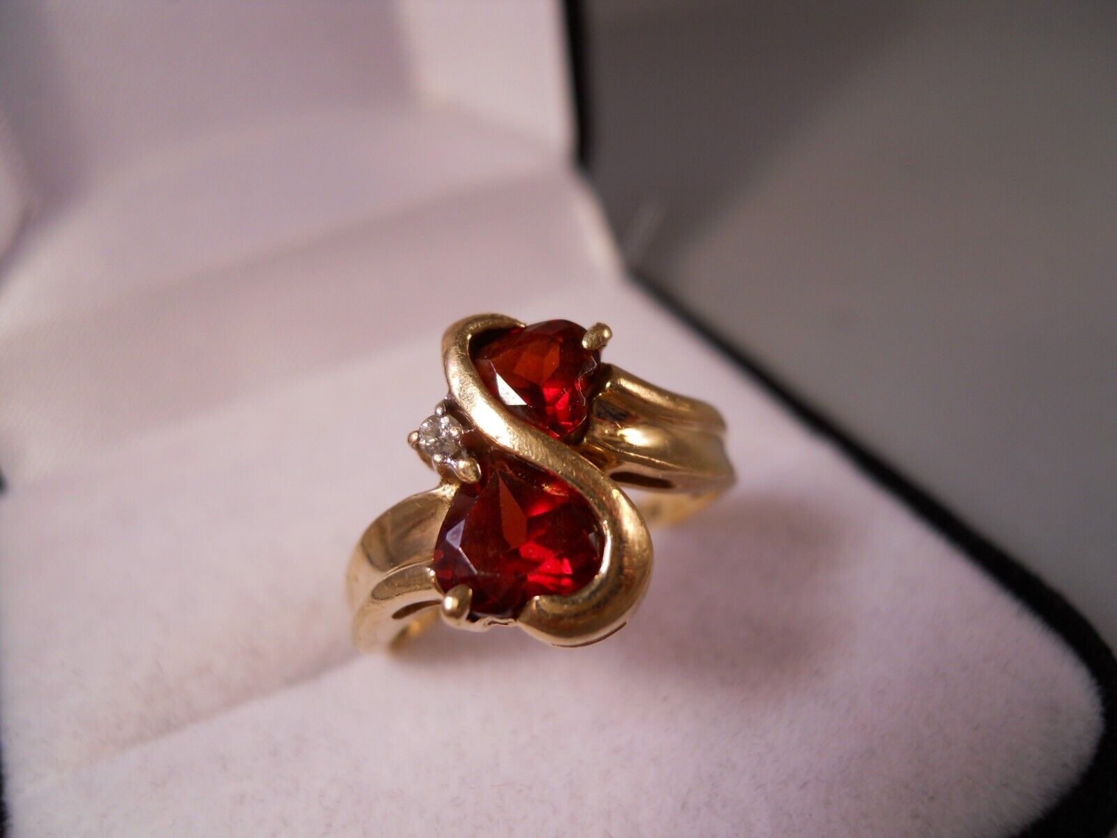 DESIGNER NY 10K YELLOW GOLD RED HEART CUT GARNETS… - image 9