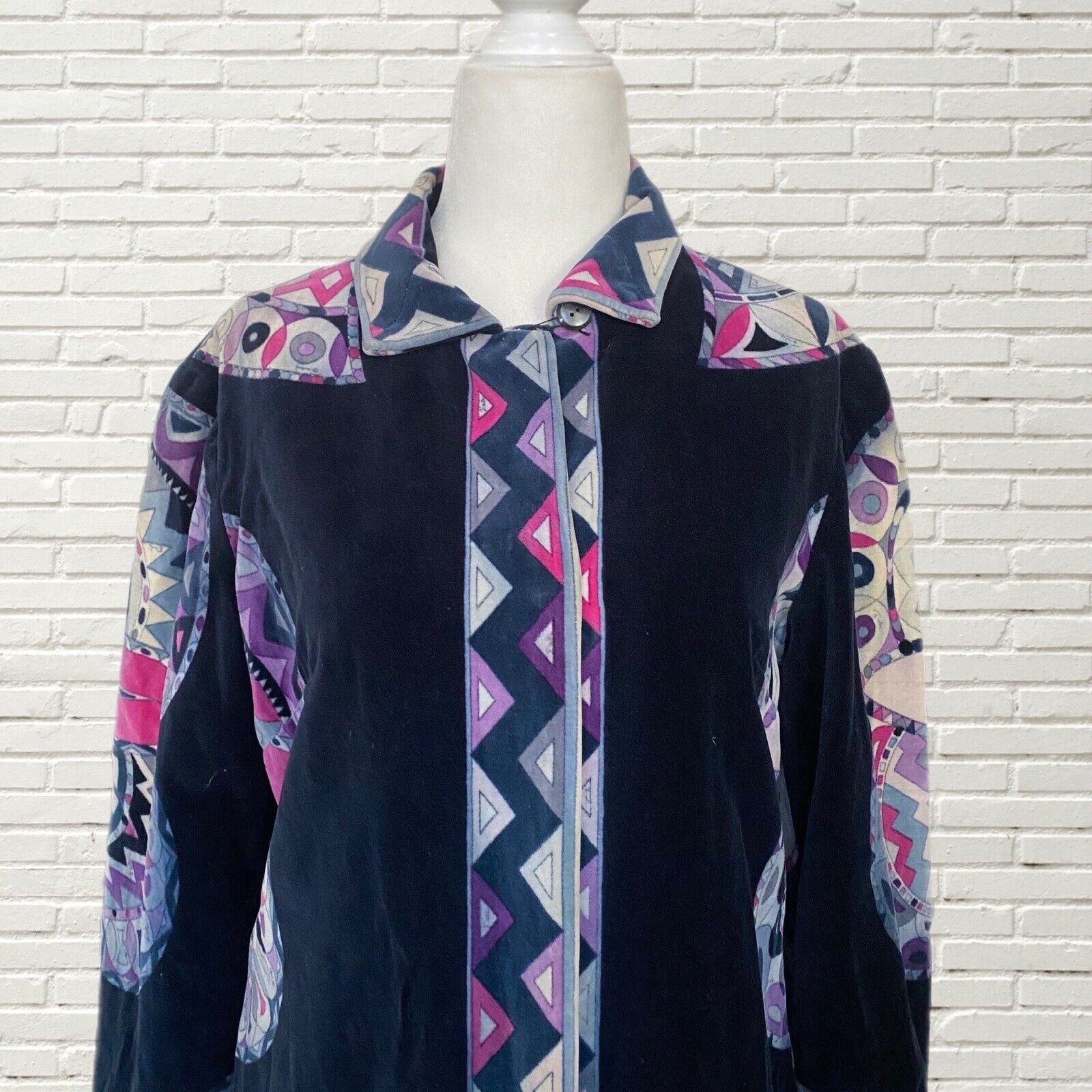 Vintage 60s Emilio Pucci Black Velvet Jacket Purp… - image 2