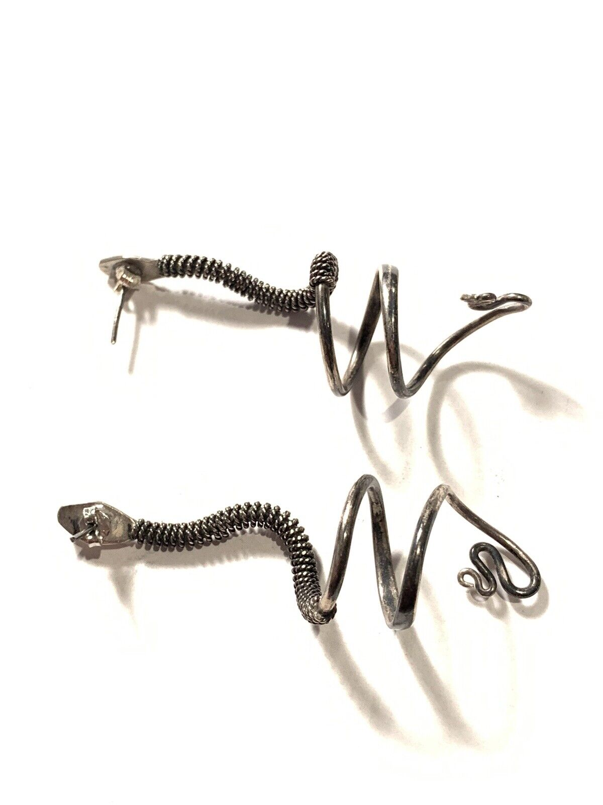 925 Sterling Silver Coiled Snake Earrings - image 4