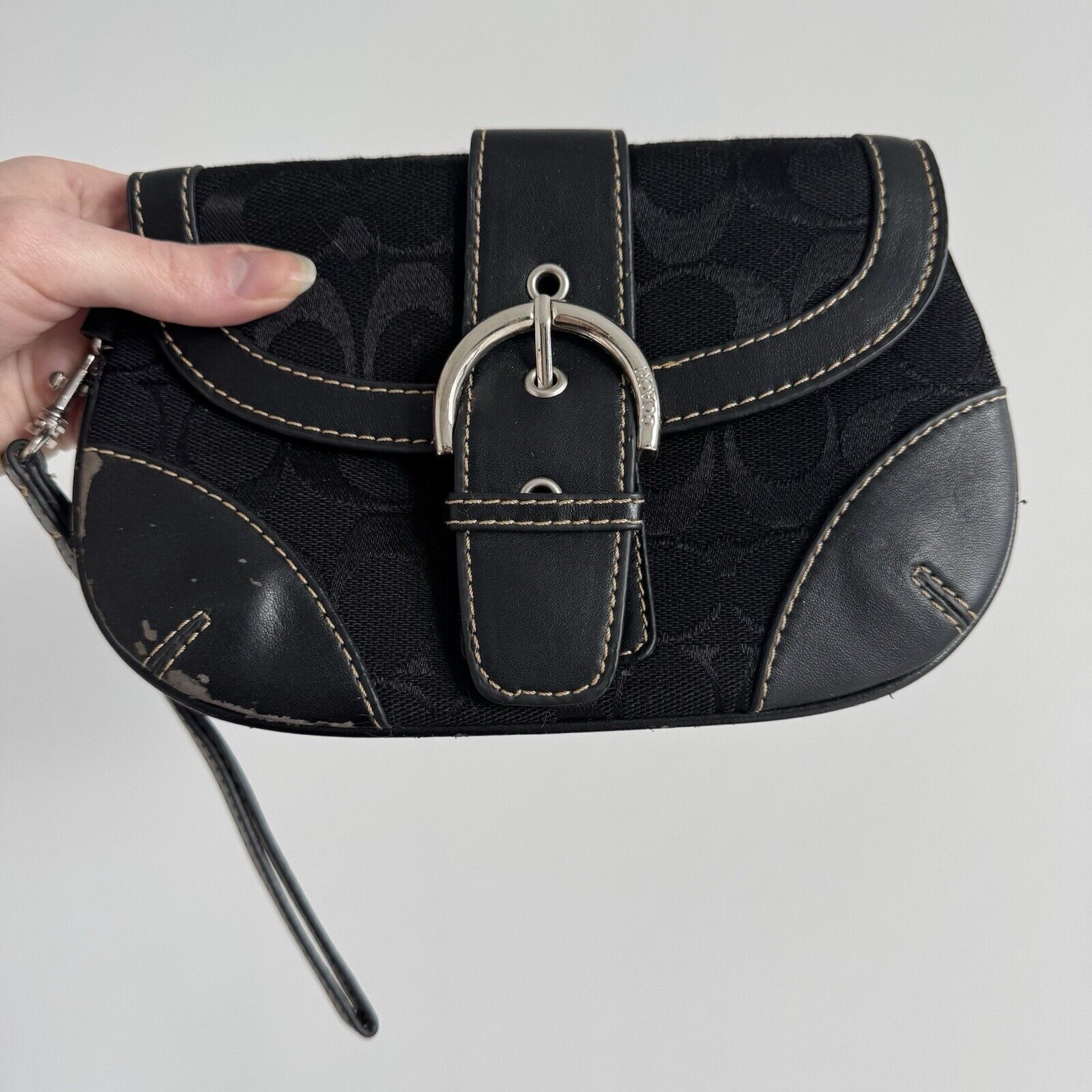 Black Coach Signature Wristlet Old CC Logo - image 1