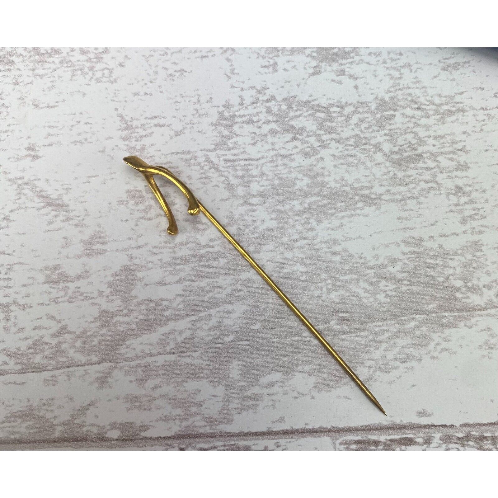 Vintage 14k Yellow Gold Wishbone Stickpin Convers… - image 4