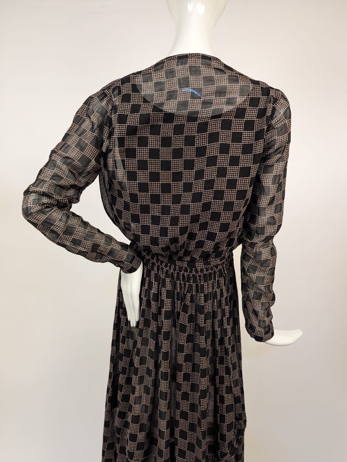 EDWARDIAN SHEER CHECKER WOVEN MUSLIN DRESS - image 6