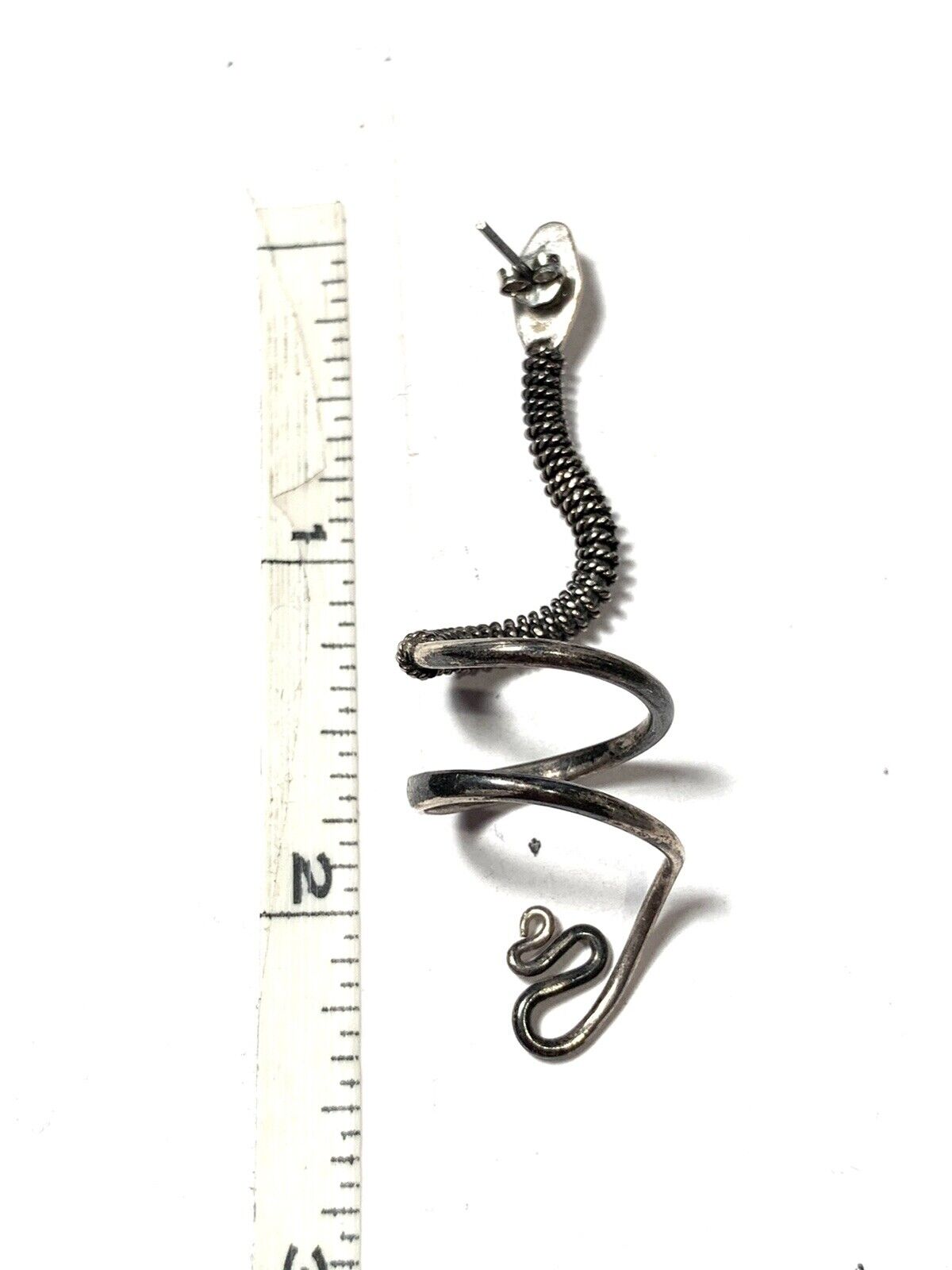 925 Sterling Silver Coiled Snake Earrings - image 3