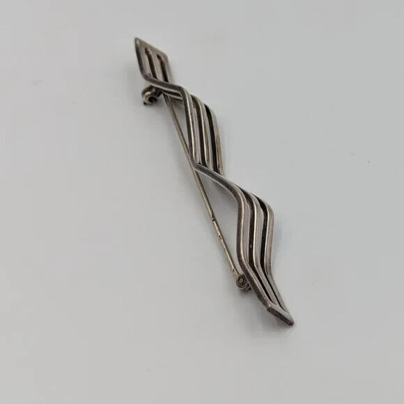 Vintage Modernist Abstract Wave Sterling Silver S… - image 3