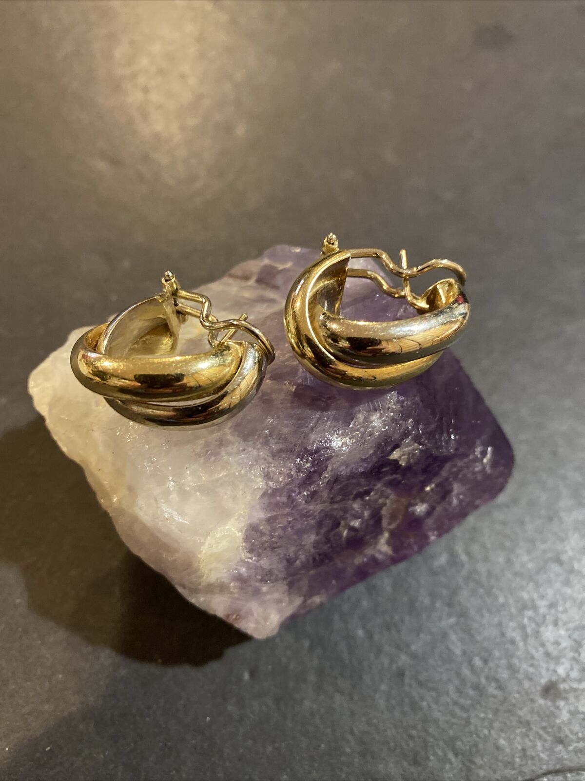 Signed AGSC 14k Yellow Gold Omega Back Earrings I… - image 2