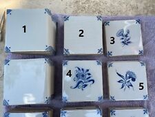 Antique TILE MAKKUM Tichelaar Delft blue Holland flowers and plain (only Plain*)