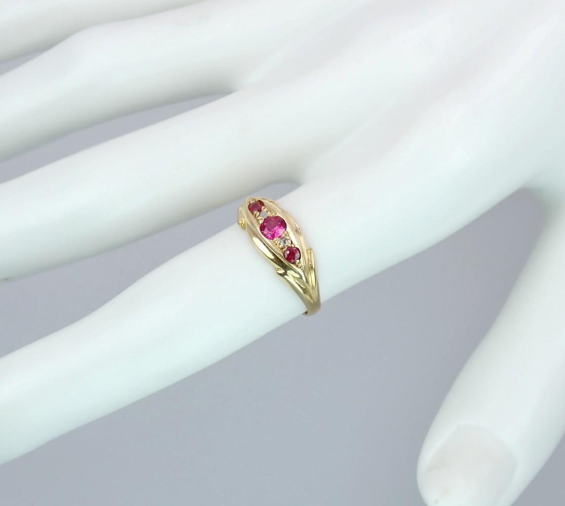 Pretty Antique Edwardian 18K Gold Diamond Pink To… - image 18