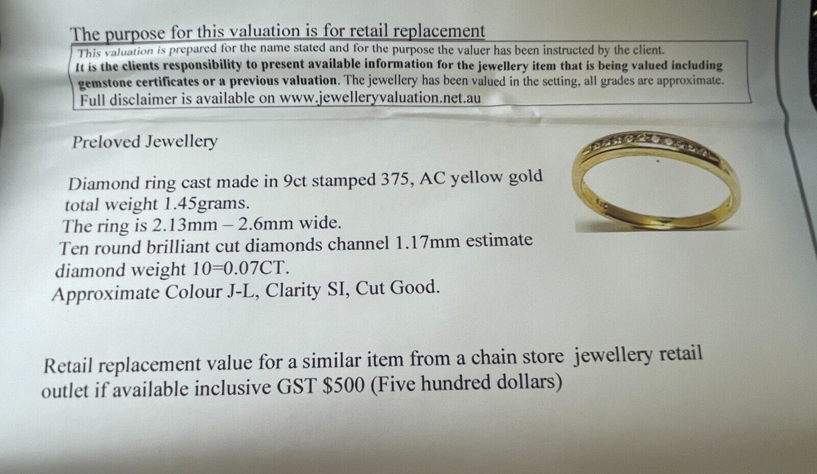 9ct Yellow Gold RBC Diamond Channel Set Ring 0.07… - image 6