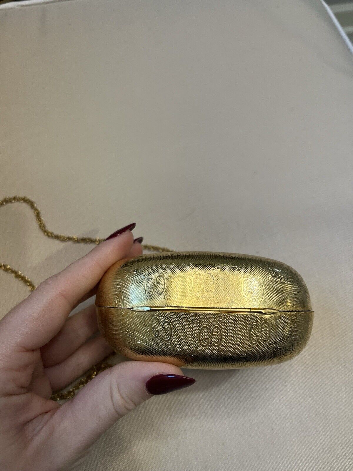 Gucci Rare Gold Metal GG Monogram Evening Bag Min… - image 10