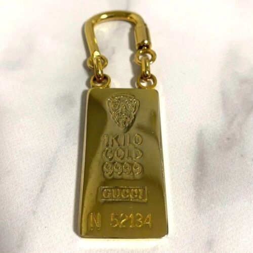 Gucci Gold Plated Metal Bag Charm Key Ring Keycha… - image 1