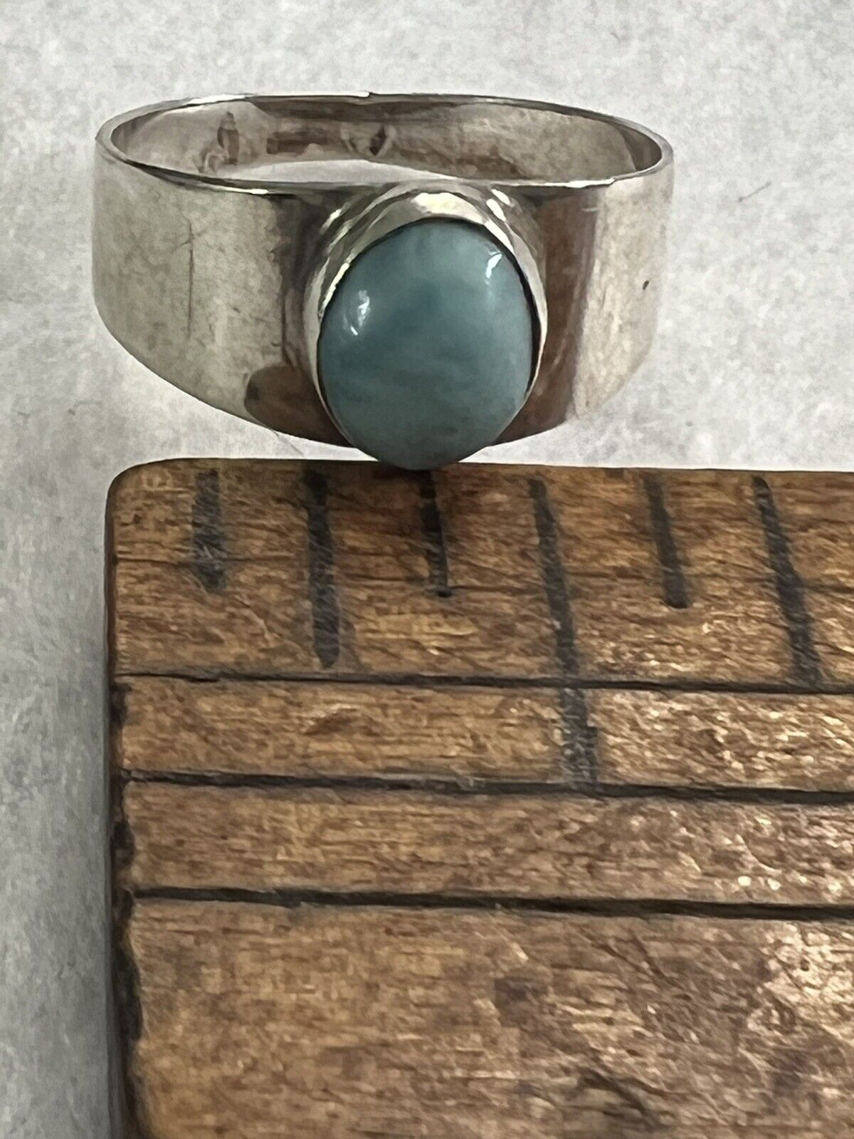 Vintage Blue Larimar 925 Sterling Silver Ring Siz… - image 10