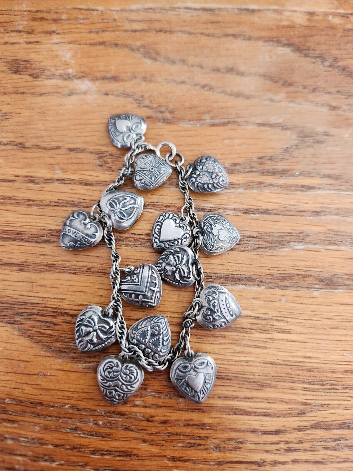 LOADED VINTAGE STERLING SILVER PUFFY HEART CHARM … - image 1