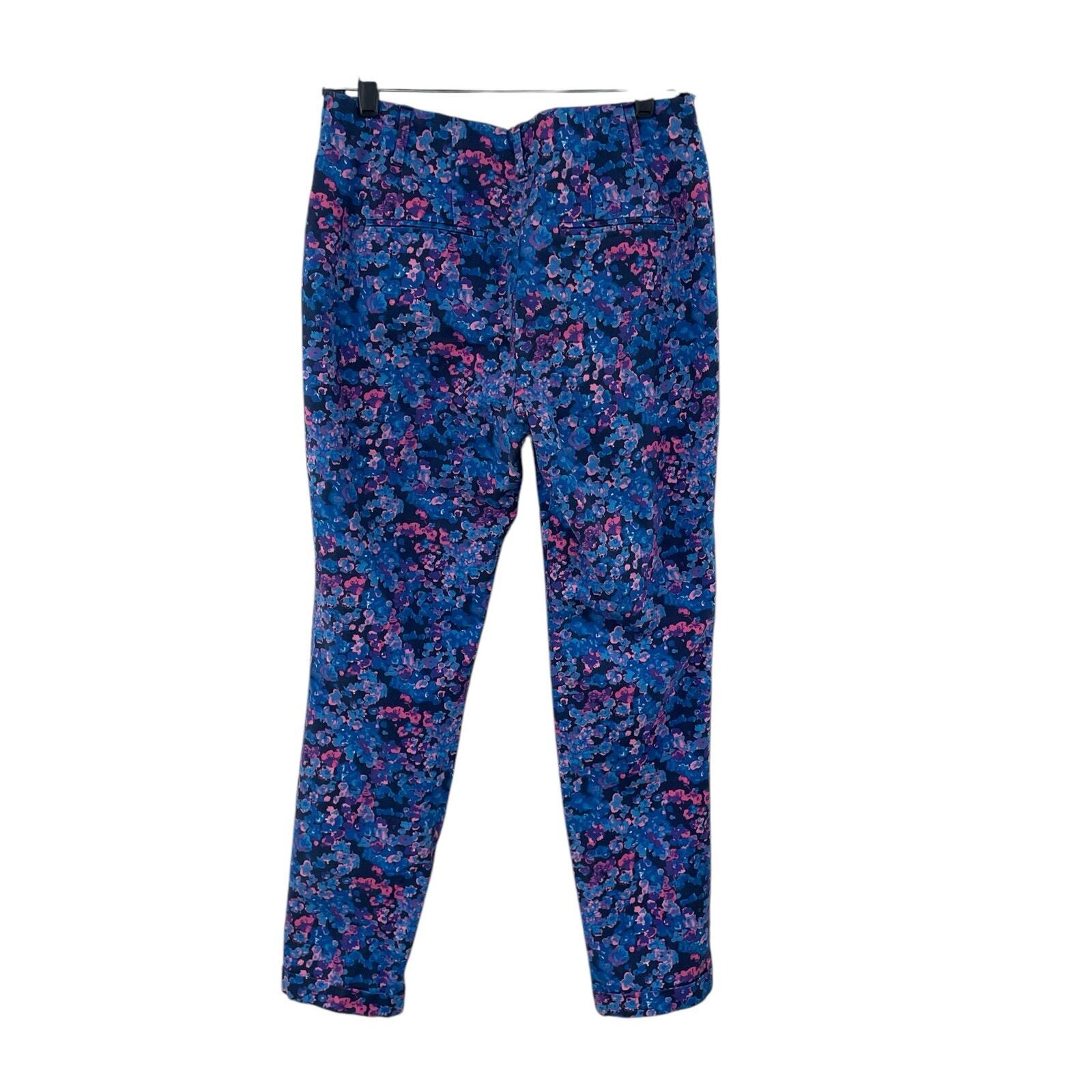 Boden Vibrant Blue Pink Floral Print Chino Ankle … - image 5