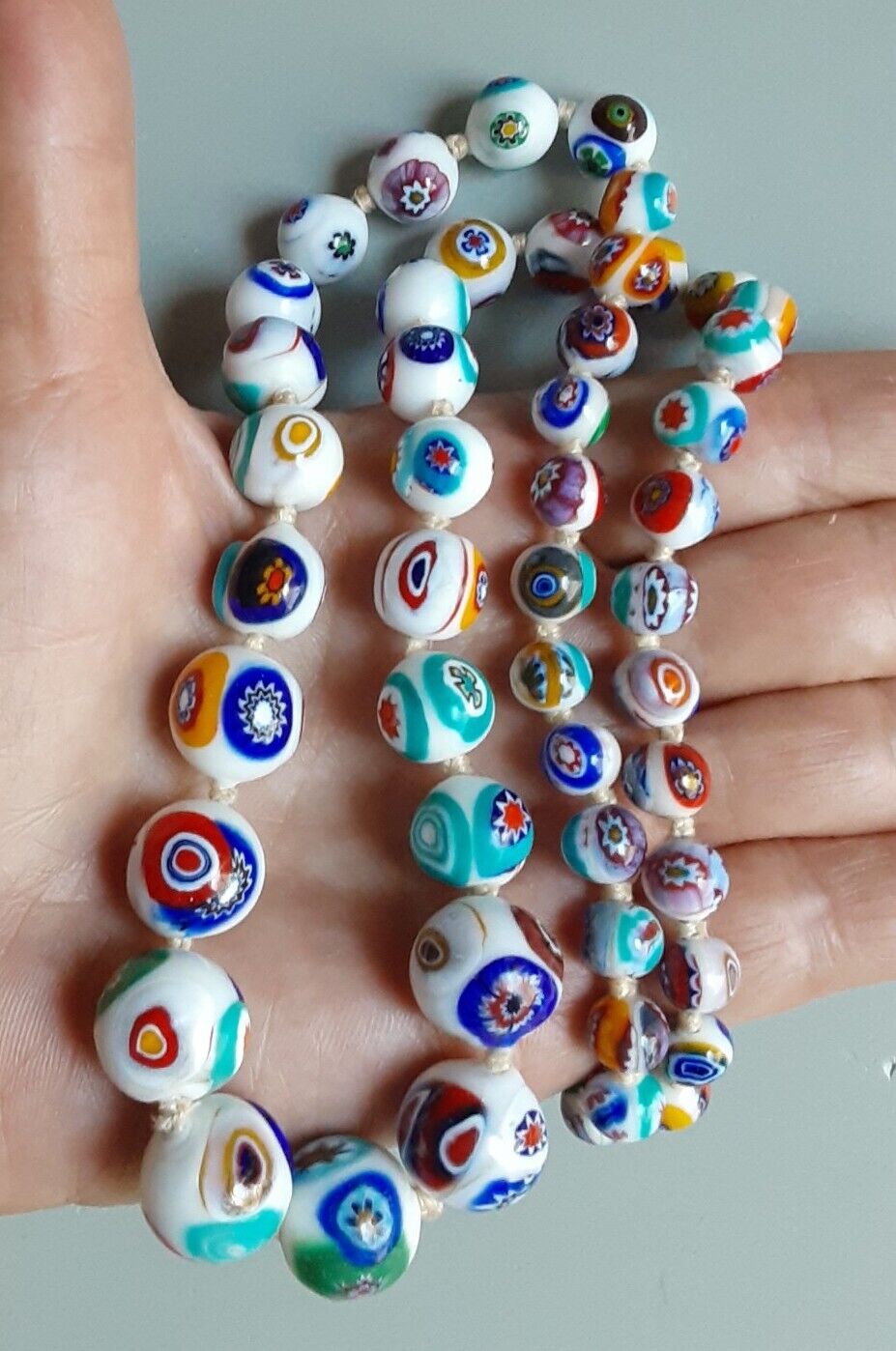 Vintage Venetian Murano Millefiori Glass Bead Nec… - image 4